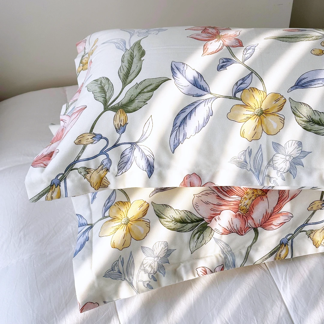 【京かわ会社】一对装全棉磨毛枕套纯棉加厚枕头套 羞花