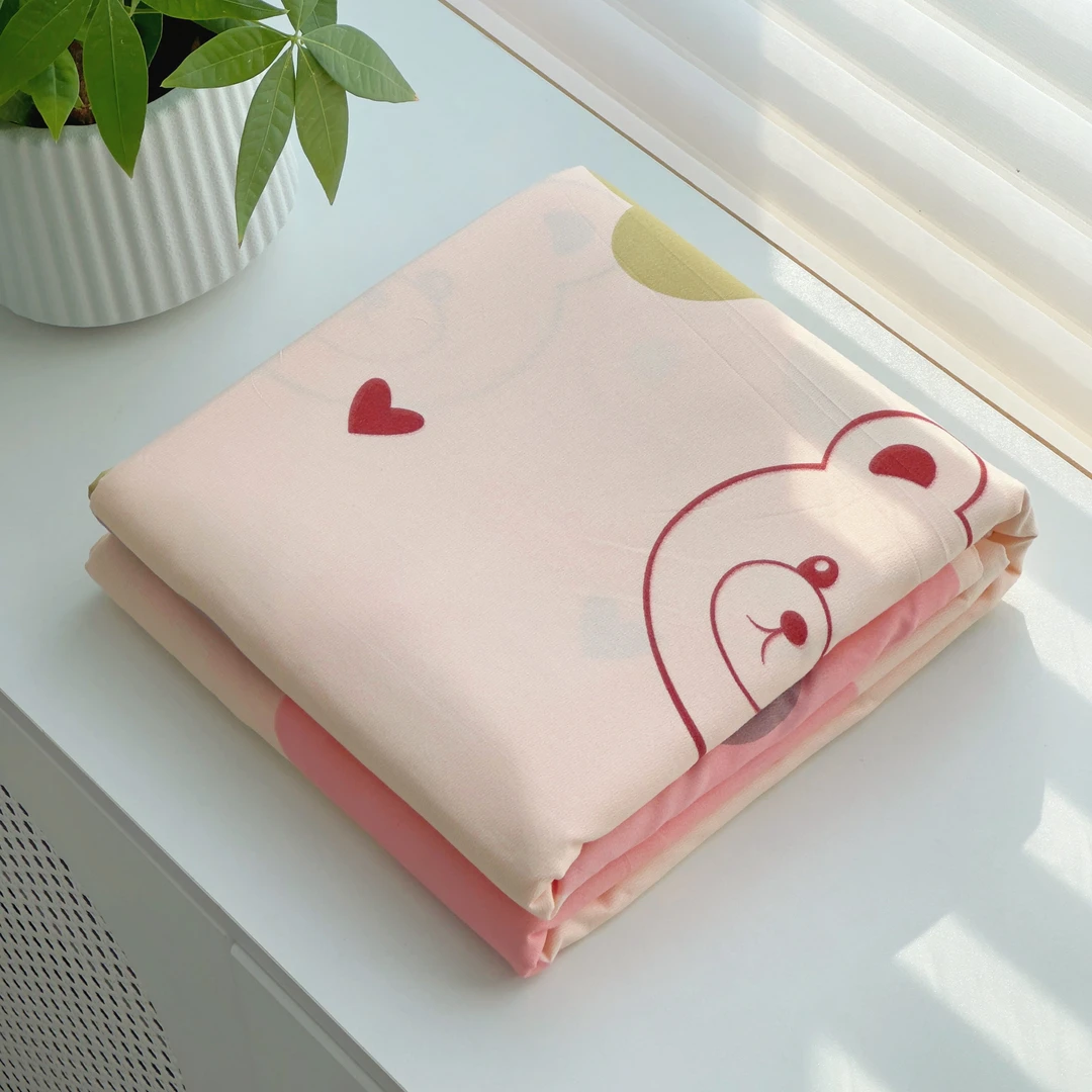 【京かわ会社】双层纱磨毛被套150*200cm 春花小熊(粉)