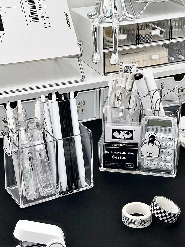 亚克力笔筒透明创意简约学生桌上桌面文具收纳盒置物架笔架收纳桶