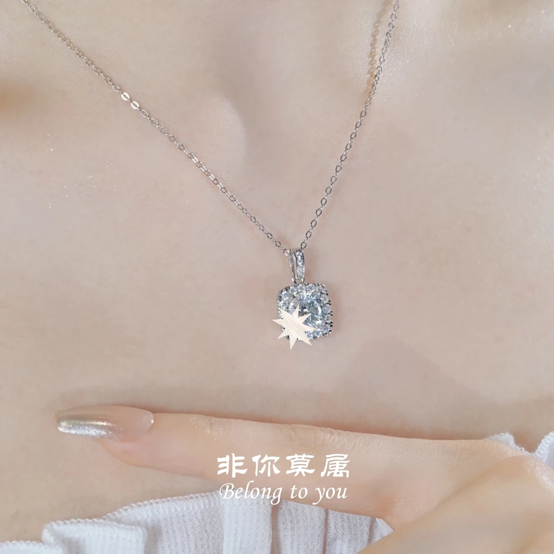 坠链均925银莫桑石 【海温微镶项链】简约断码清货拍下送朱砂手链