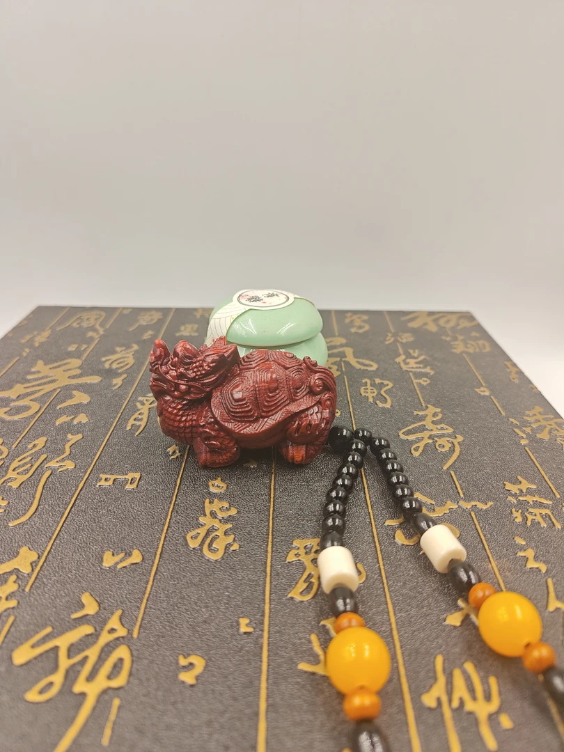 紫檀龙龟手把件（原木原色有腊）