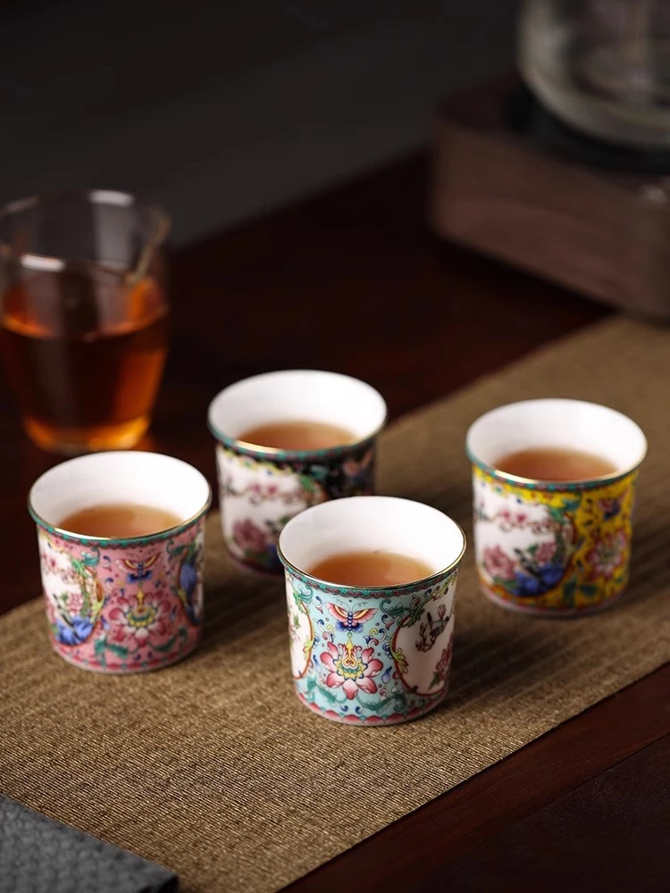 珐琅彩茶杯个人专用主人杯单杯陶瓷功夫茶具办公室喝茶品茗杯礼盒