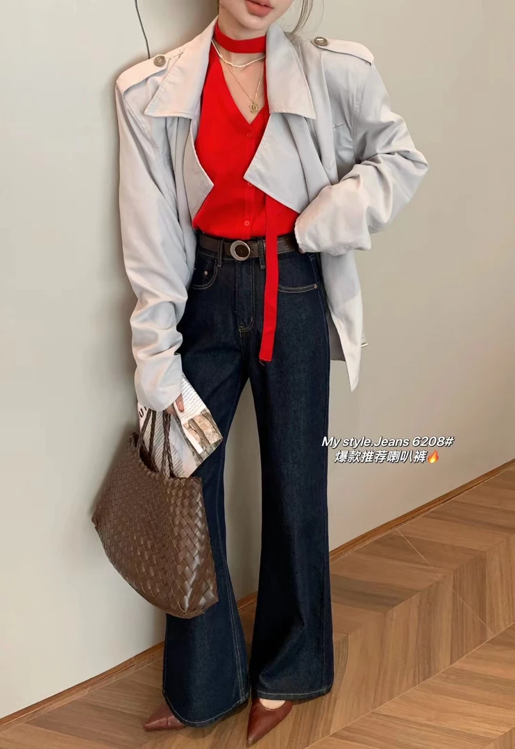 （拉萨发货 邮政包邮）牛仔裤微喇显瘦高腰时尚