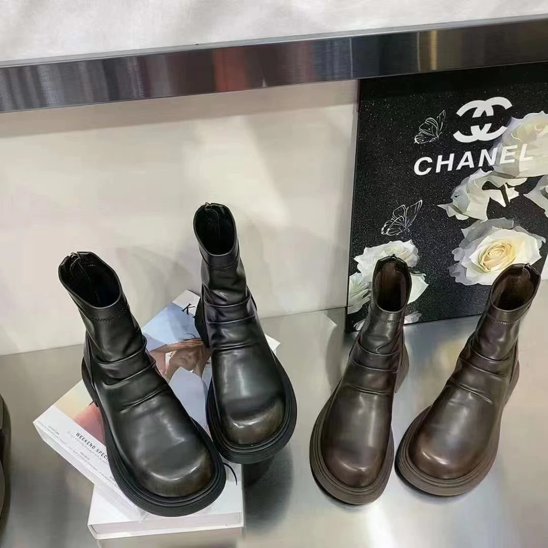 （拉萨发货 邮政包邮）韩版复古擦色堆堆靴增高小短靴时尚百搭弹力