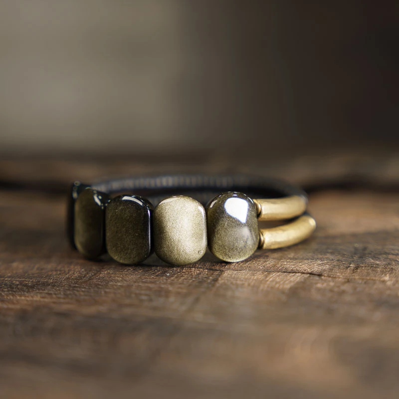 黄铜木质手链 非鱼之家原创设计手排女款 复古个性百搭手串男配饰