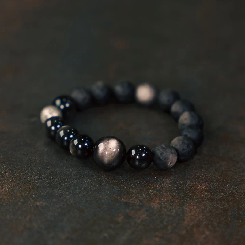 黄铜手链 原创手工磨砂陨石纹手链女 复古潮流黑色个性单圈手串男