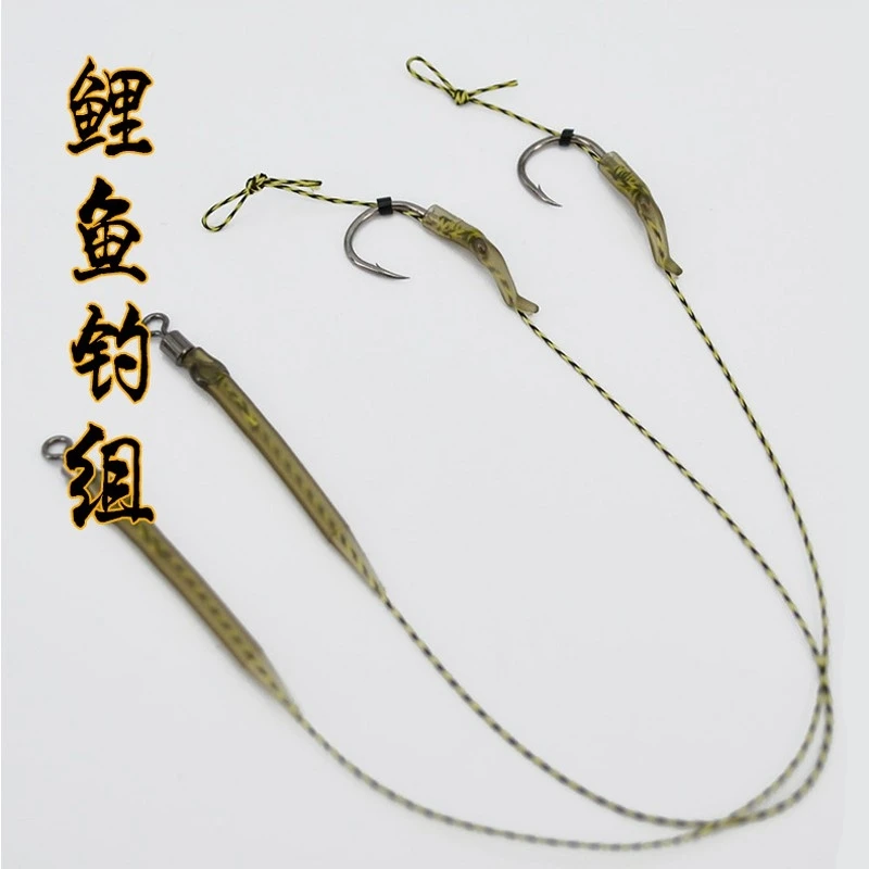酷诺欧式库钓线组成品子线鲤鱼勾带倒刺海竿远投出口高碳欧鲤管付