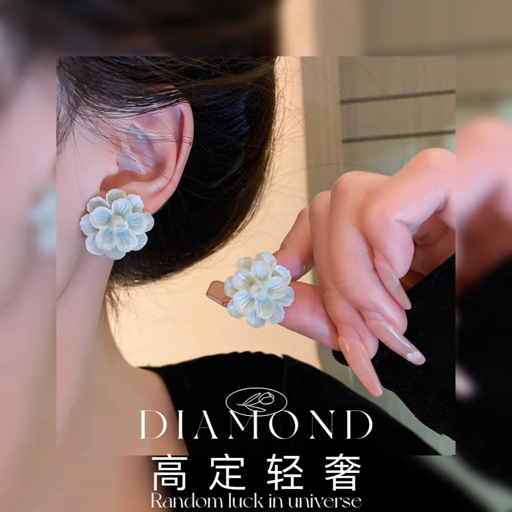 铜合金耳饰 「薄荷奶绿」法式薄荷绿耳环夏季必备小众设计耳环