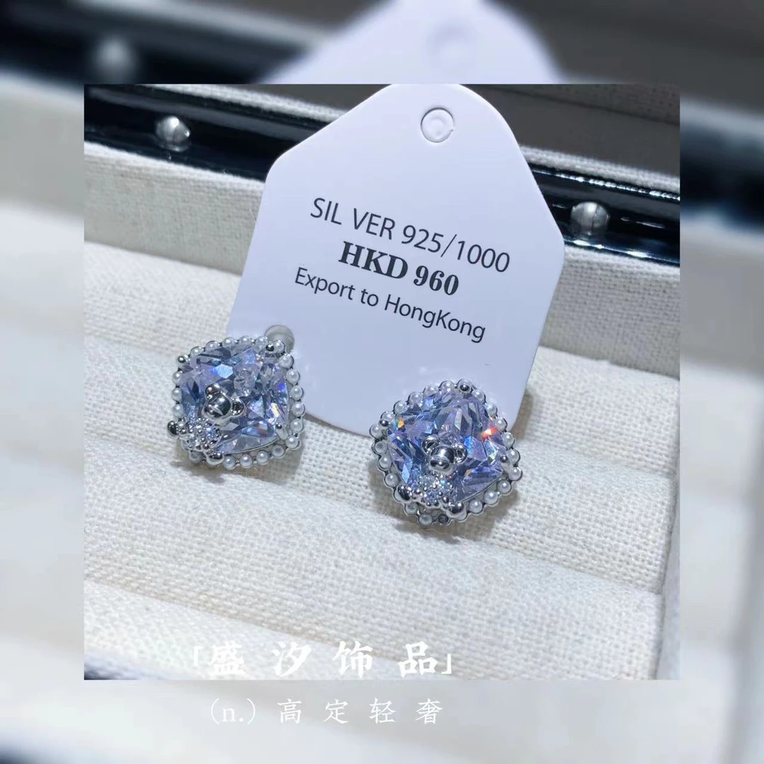 铜合金耳饰 「B74」方糖耳环小熊耳钉日常精致百搭耳环