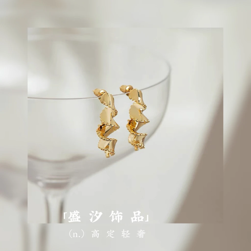 铜合金耳饰 「B6」冷淡风螺旋耳钉日常精致百搭耳环