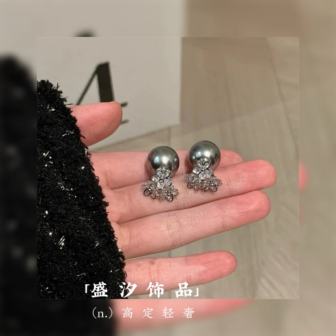 铜合金耳饰 「与人间浪漫」前后两戴三朵花耳环