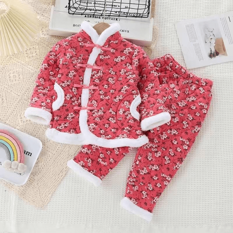 东北儿童女童棉袄棉服大花袄新款加厚套装中国宝宝棉衣冬季拜年服