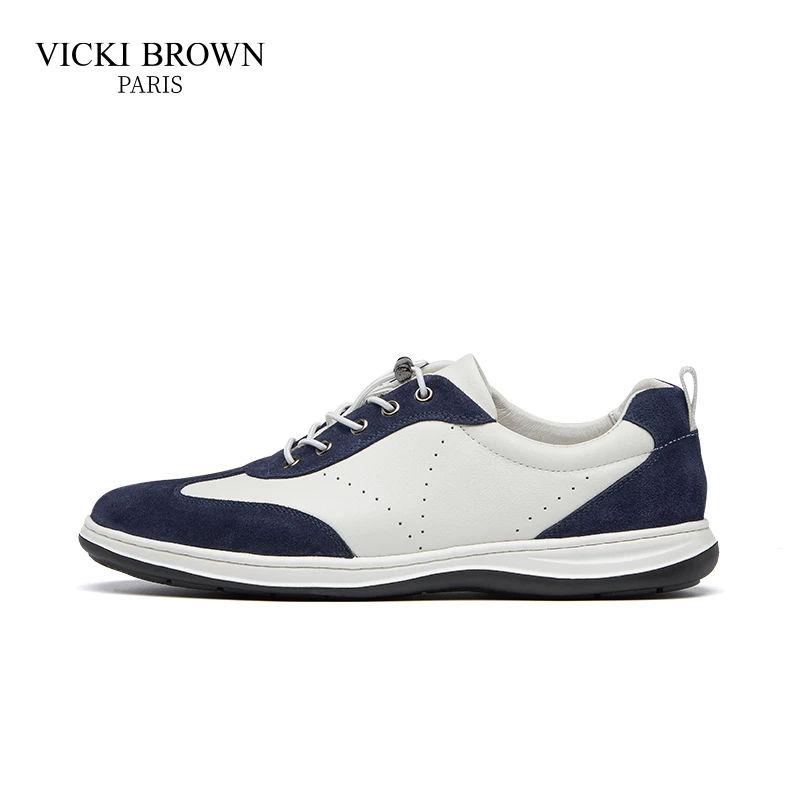 VICKI BROWN轻奢真皮爆款舒适男鞋时尚百搭撞色男士低帮休闲鞋