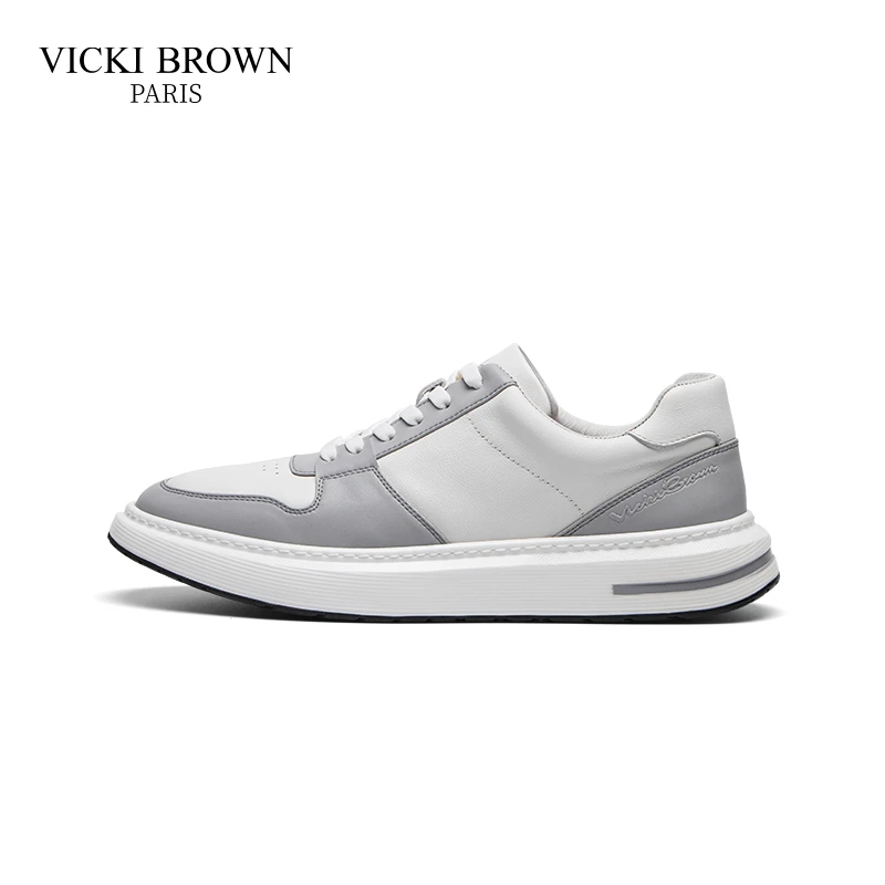 VICKI BROWN男士轻奢舒适时尚潮流百搭透气低帮休闲男鞋真皮板鞋