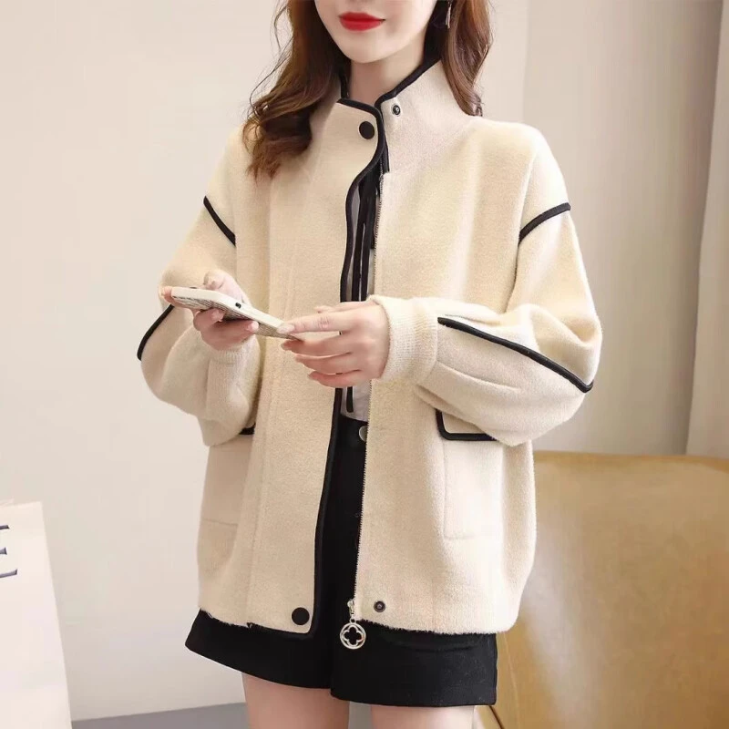 2025新款春春秋季休闲宽松毛呢短外套女高级感气质夹克棒球服开衫