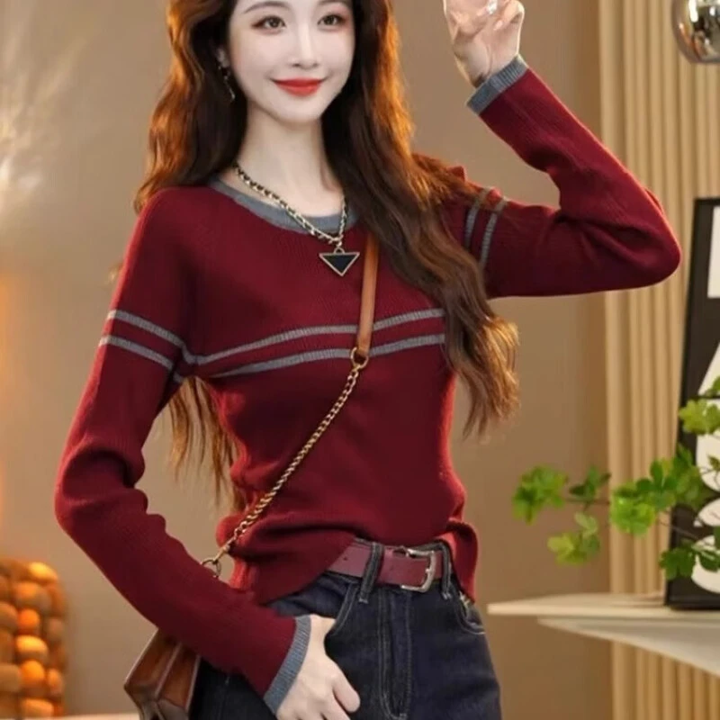 2025新款爆款秋季新款复古秋冬洋气女装圆领长袖上衣超好看打底衫