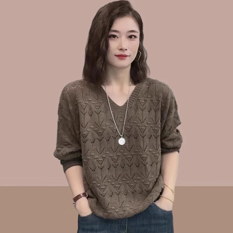 2025套头春秋装新款女士长袖针织衫秋冬毛衣女装洋气减龄上衣时尚