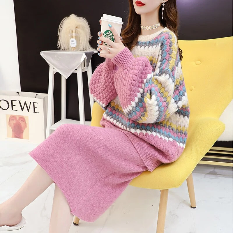 春秋网红新款时尚气质职业套装裙女神范洋气减龄重工毛衣