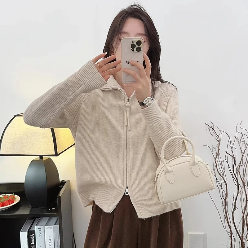 外套女2025新款秋装爆款洋气春秋内搭拉链毛衣开衫小个子针织上衣