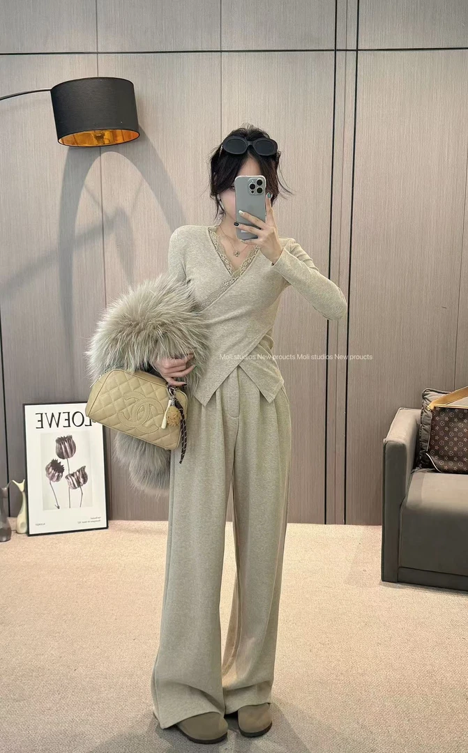 Moli定制【苏里小姐】冬款加绒加厚修身套装休闲显瘦收腰315