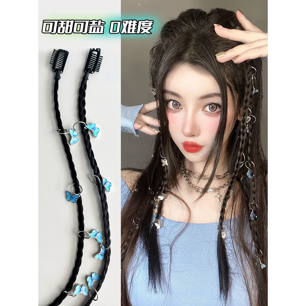 假发辫子y2k辣妹小辫子仿真发编发麻花辫夹子假辫子拳击脏辫马尾