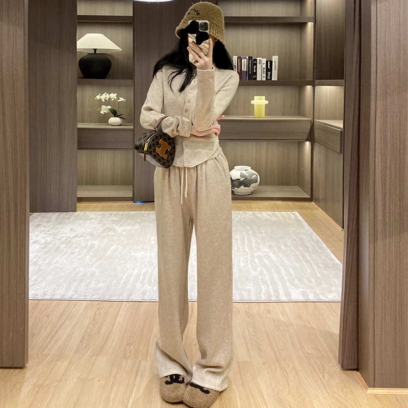 欧货高级感时尚休闲套装女春秋季新款洋气减龄显瘦宽松上衣阔腿裤