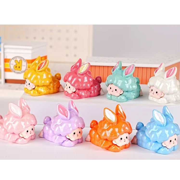【盲盒萌粒】新年款马卡龙色系可爱趴趴兔萌粒摆件