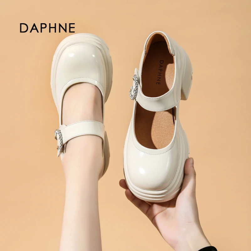 Daphne/达芙妮百搭小皮鞋法式2025春季日系玛丽珍英伦风单鞋白色