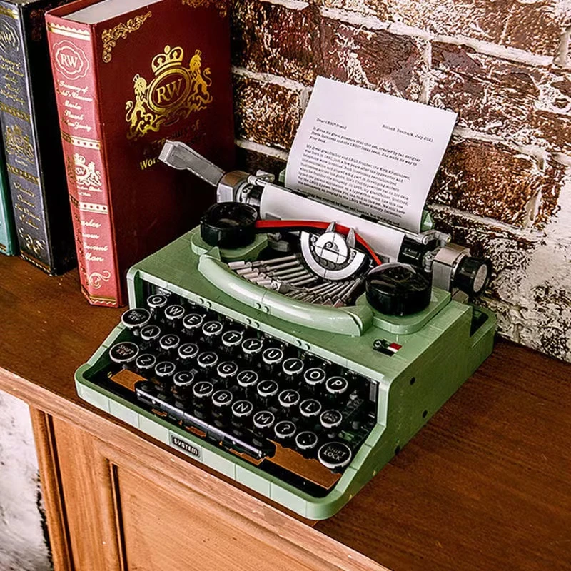 【顺丰包邮】2197颗粒中国积木复古打字机成人高难度拼装积木玩具