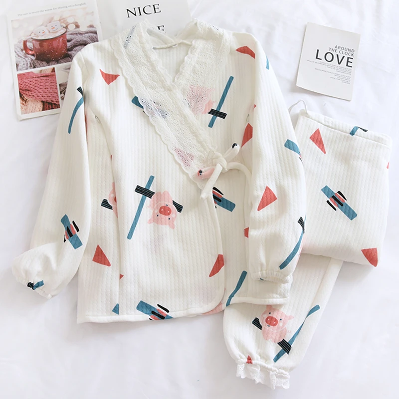 【亏本清仓】纯棉空气棉孕妇睡衣春秋款怀孕期专用月子服冬季喂奶装