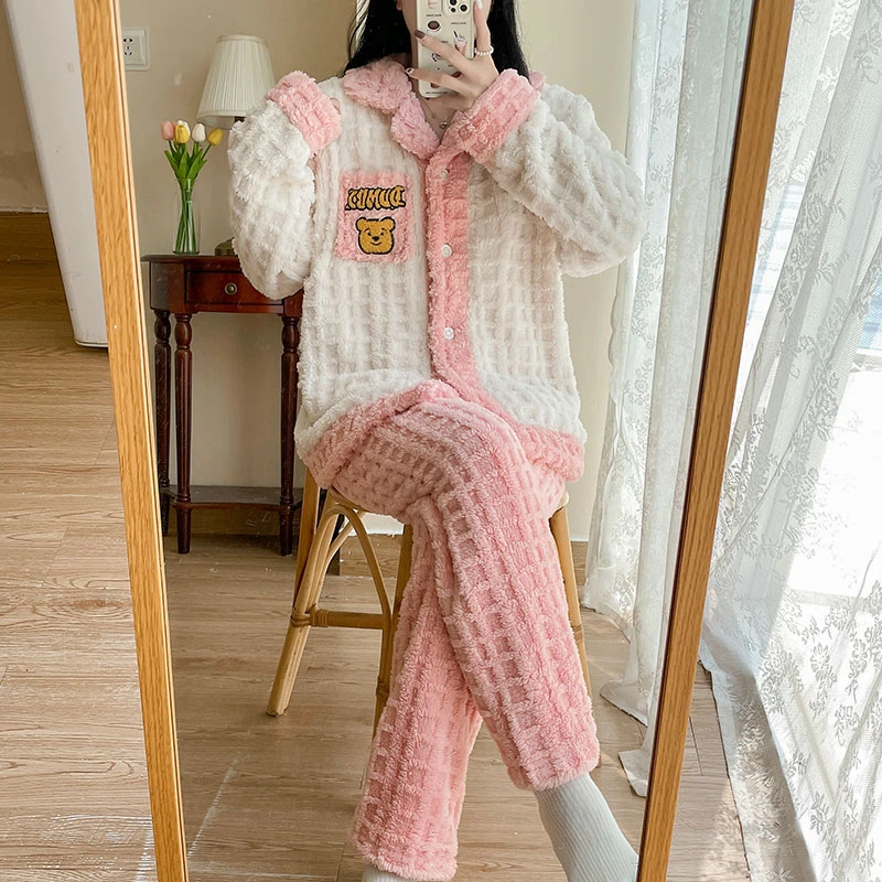 珊瑚绒月子服秋冬款加绒加厚孕妇睡衣产后产妇冬季怀孕期哺乳专用