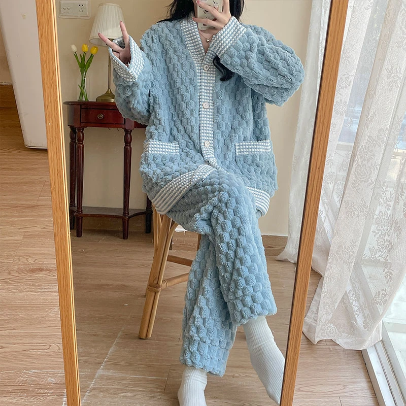 冬天孕妇睡衣秋冬款珊瑚绒月子服冬季产后加绒加厚哺乳喂奶家居服