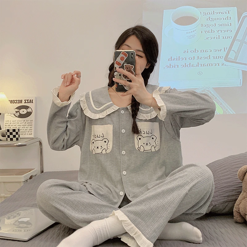 纯棉月子服夏季薄款哺乳喂奶怀孕期专用孕妇睡衣家居服套装春秋款