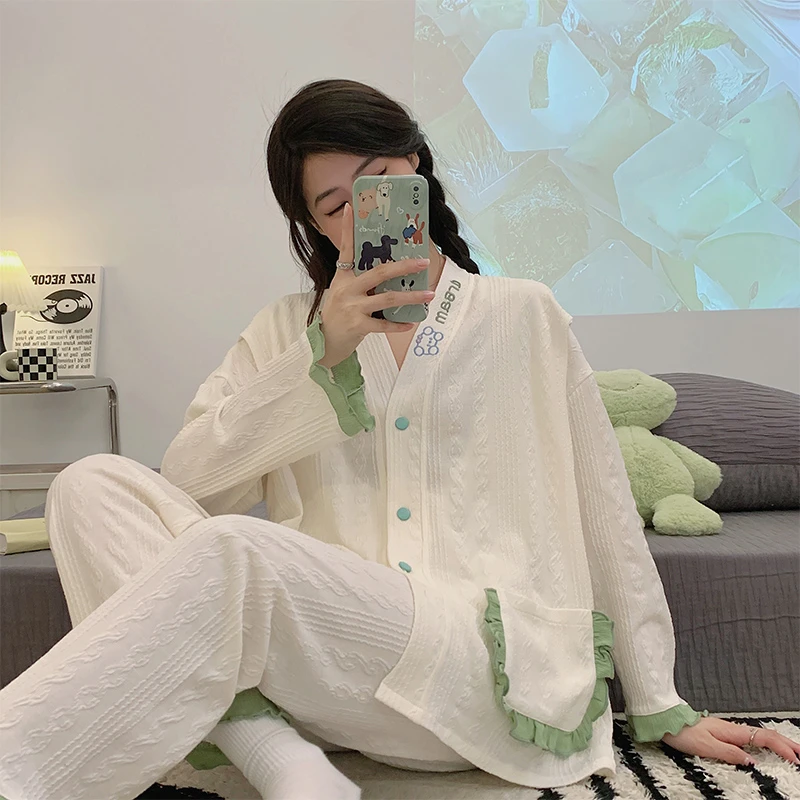 孕妇睡衣春秋纯棉产后哺乳款家居服秋冬季女怀孕期专用产妇月子服