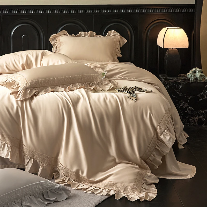 【香姐姐】100S法式贡缎天丝棉四件套秋冬高端被套床单床笠床上用品