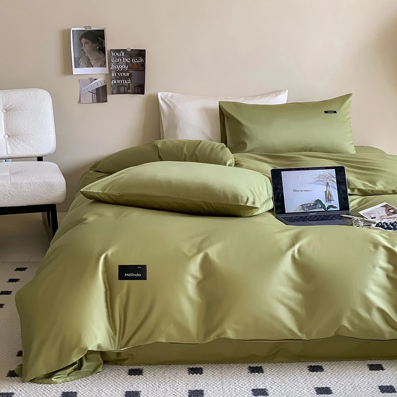 唐小姐 100s纯色长绒棉四件套简约欧式