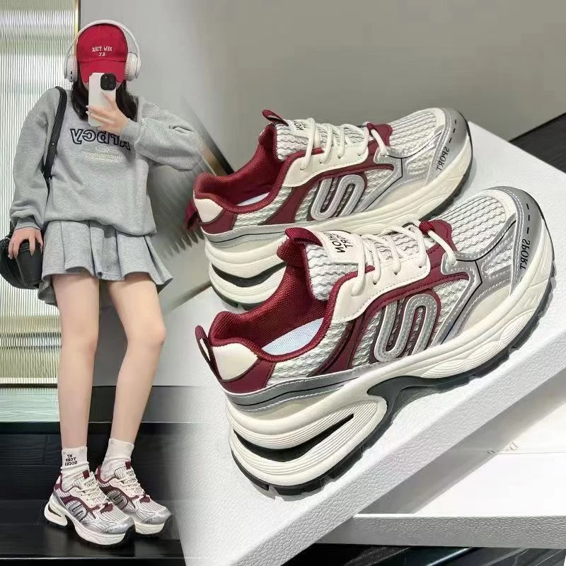 老爹鞋女款透气显脚小休闲运动复古厚底女鞋网面赵露思同款