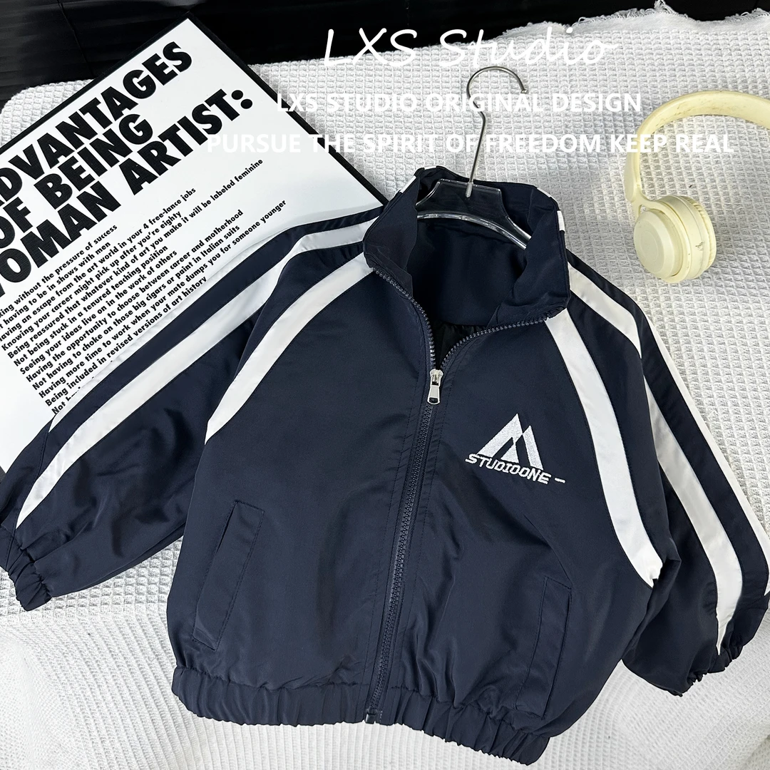 舅舅3号店儿童男童ol春秋款防风字母刺绣拉链衫立领外套L3522023