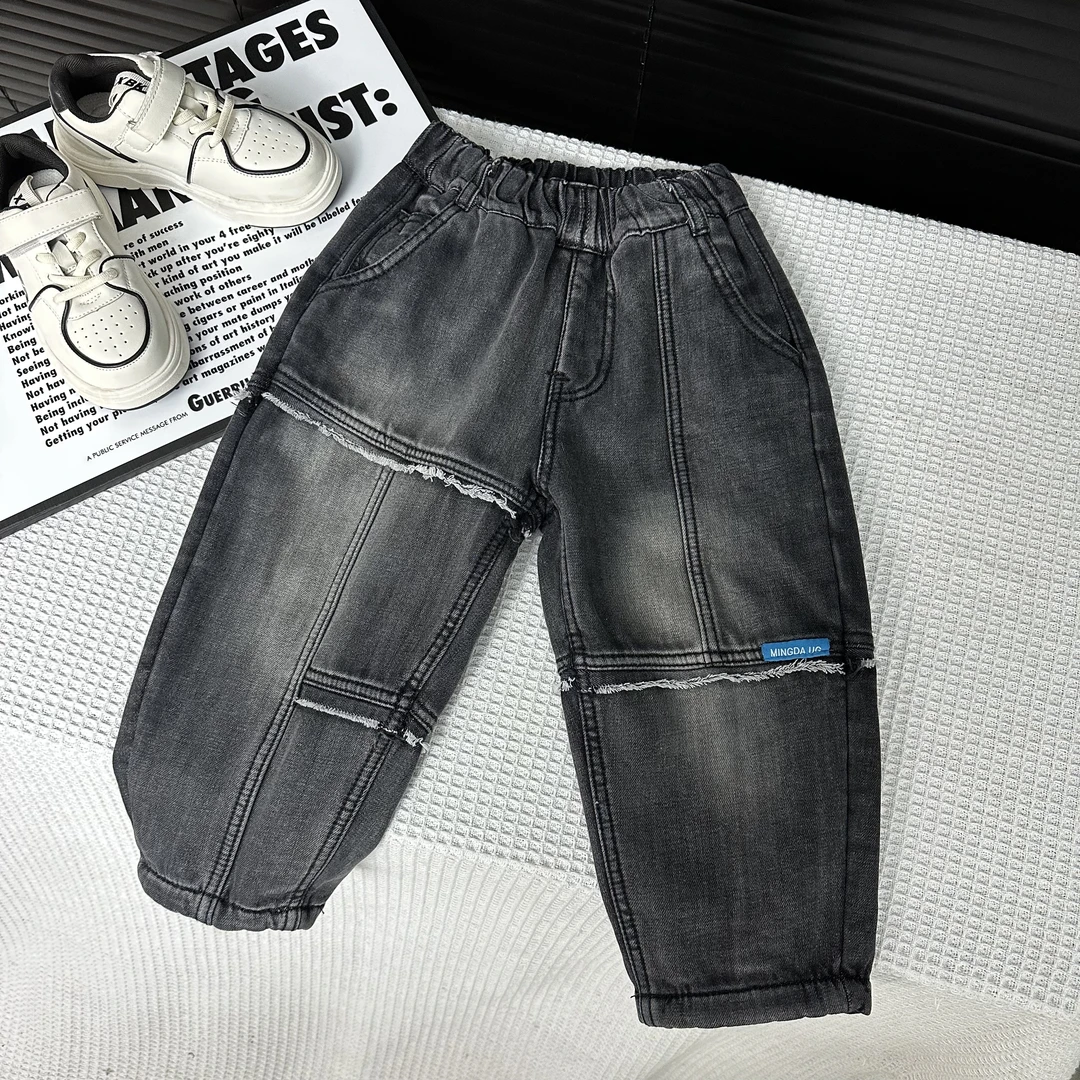 舅舅童装3号店冬季新款加绒牛仔裤韩版宝宝潮流洋气牛仔裤G602023