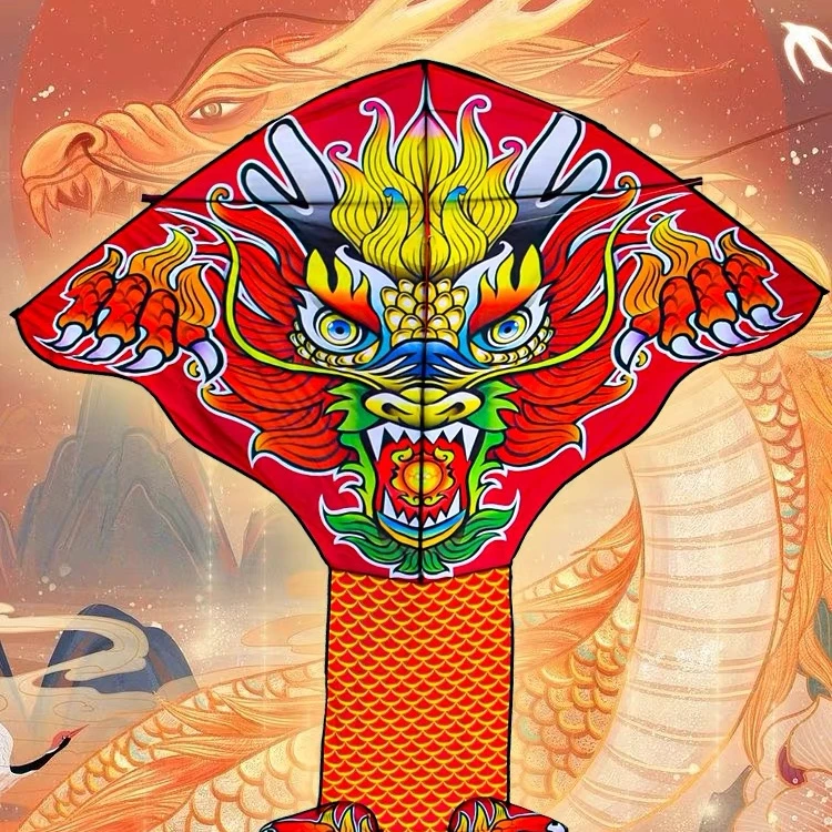 25新款50米户外大威天龙长尾多色拼接易飞初学者组装简单成人风筝