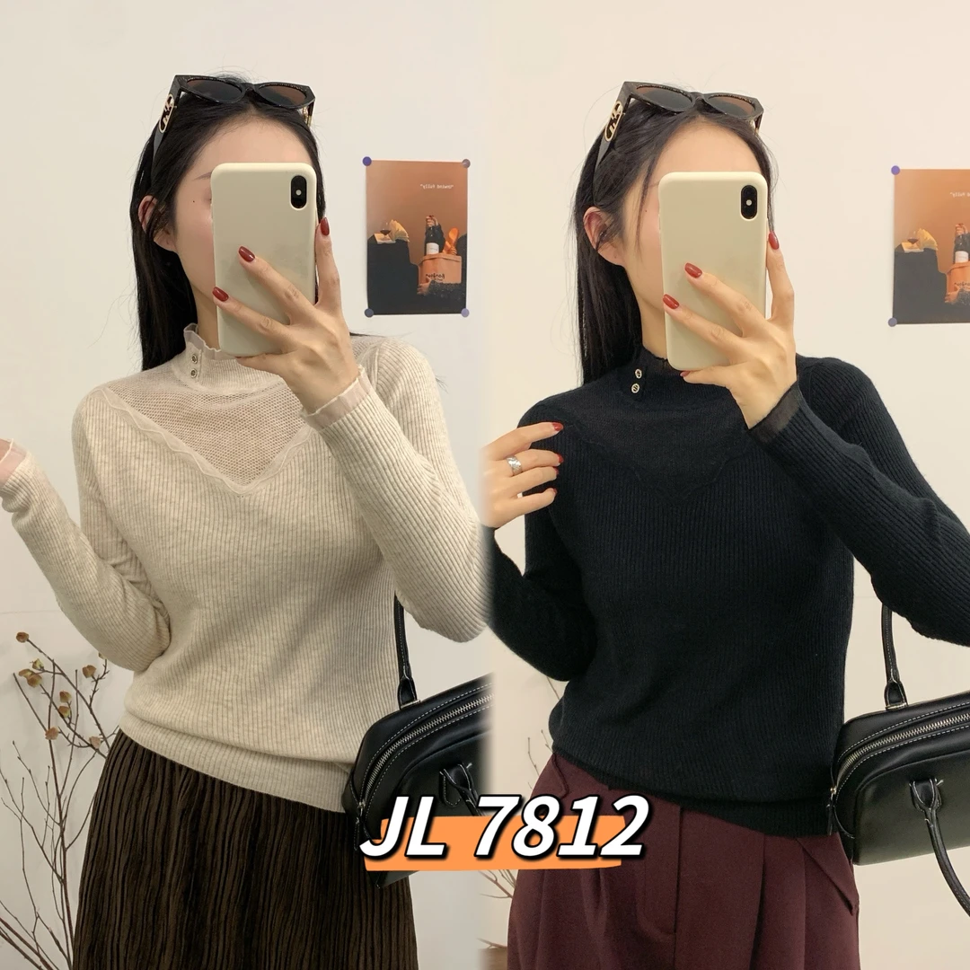 7812 设计感别致小众半高领秋冬打底毛衣