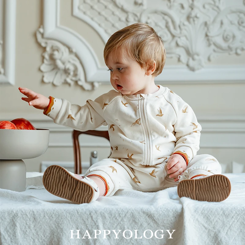 Happyology英国儿童春秋印花连体衣女童拉链婴幼儿宝贝连身衣爬服