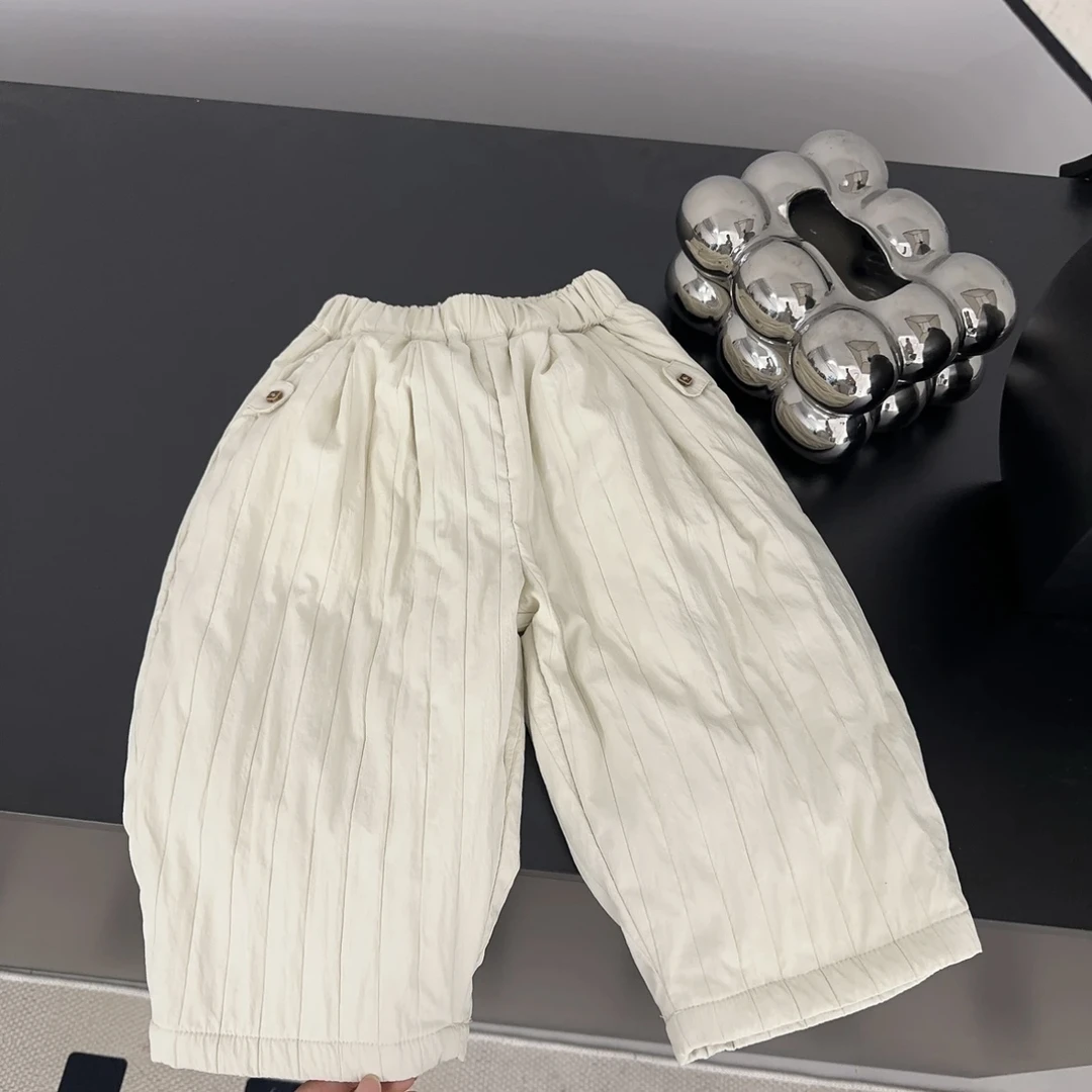 2024冬装新款韩版宽松夹棉加厚保暖防风男女童一条过冬休闲裤外穿