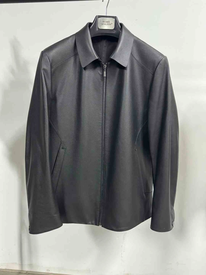 《媚菲XIYUA》海宁大码真皮皮衣男士2302秋季节新款时尚简约外套