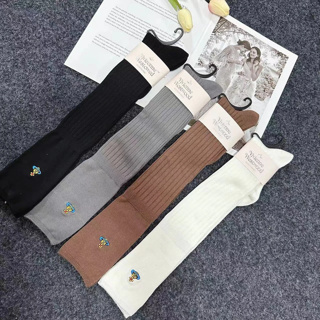 【满50-5】日系土星西太后拼色装饰小腿袜过膝袜女袜ins个性潮袜