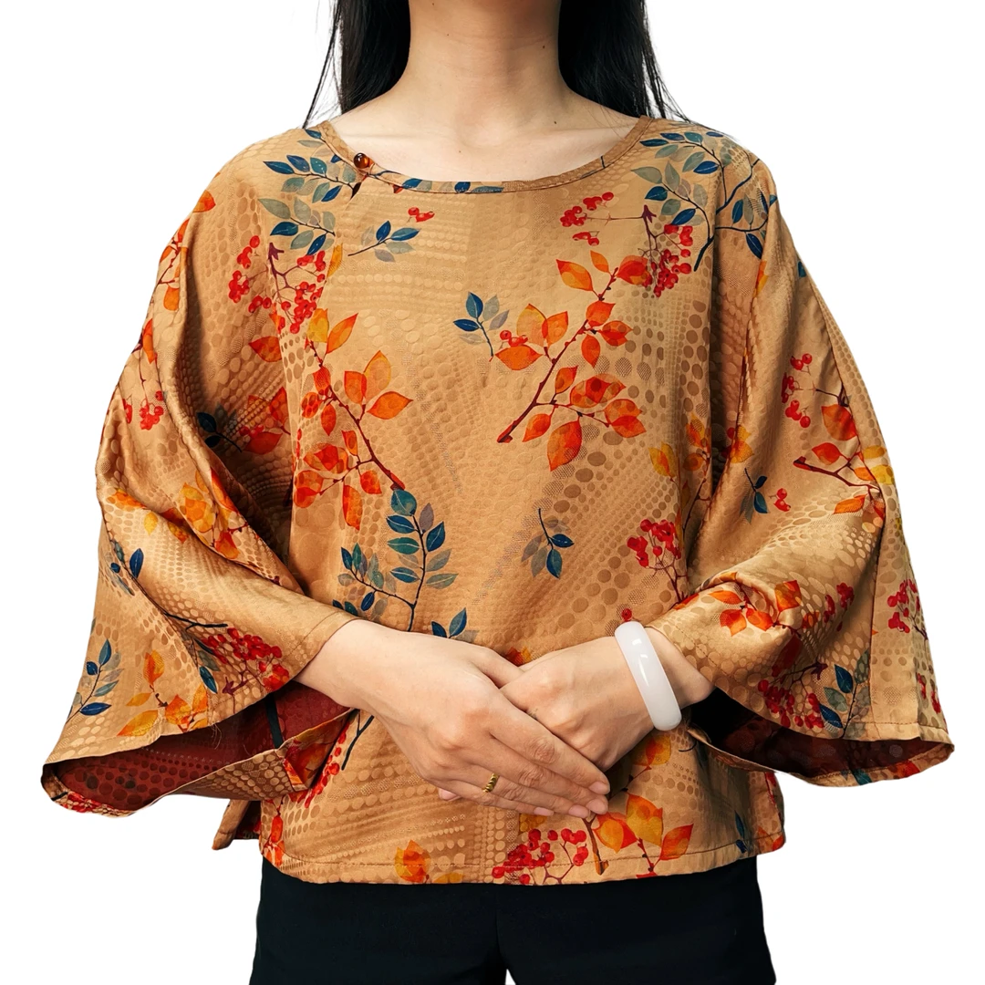 1469国风新款夏季宽松显瘦优雅气质7分袖小衫QZ（多样款）