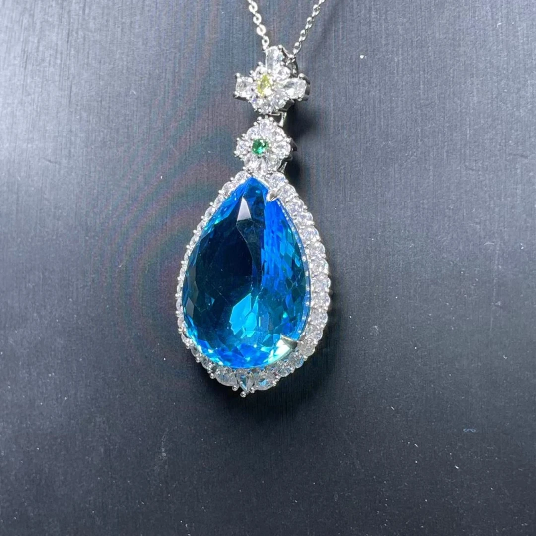 【矿总专属】极光蓝海之心水滴气质吊坠dm025