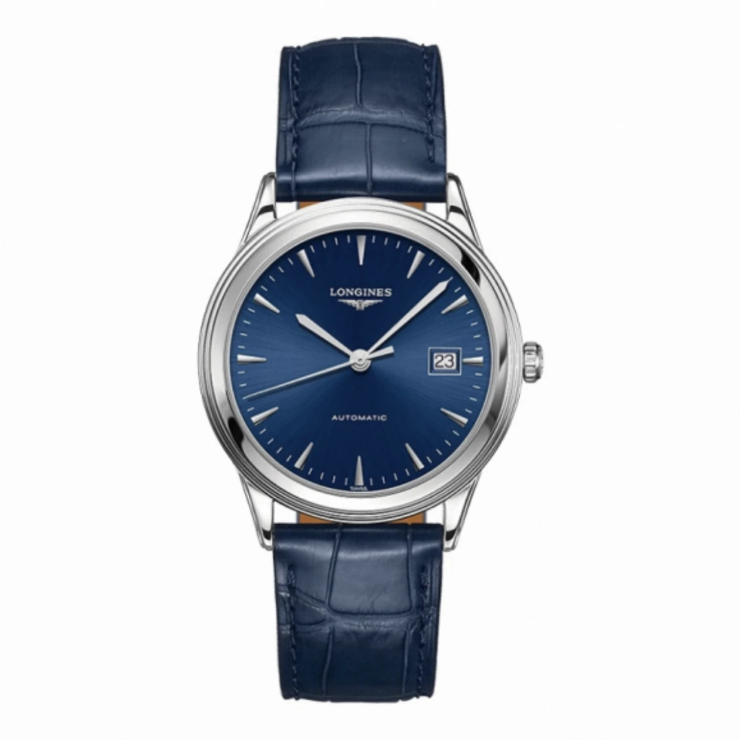 99新 Longines/浪琴 军旗38.5mm/蓝盘机械男表/公价13100
