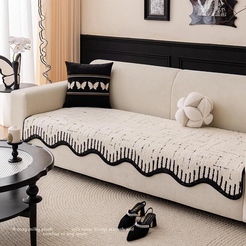 异形沙发垫新款轻奢四季款沙发坐垫秋冬款一片式毛绒沙发垫布