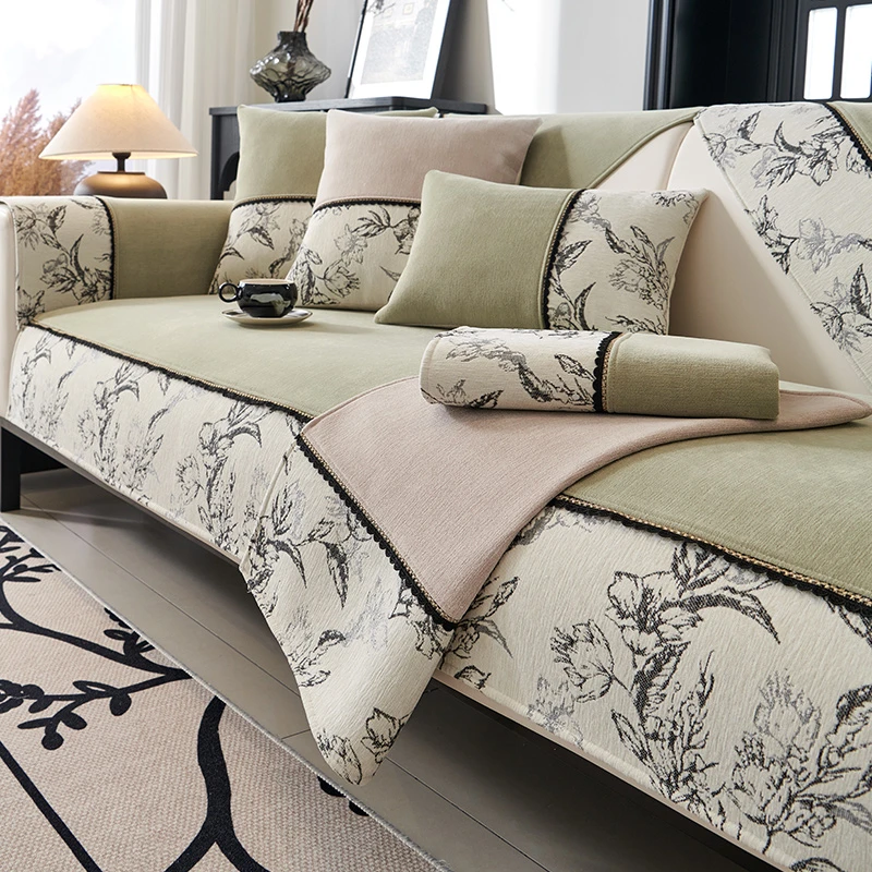 雪尼尔沙发垫四季通用2024新款防滑沙发套盖布巾轻奢高级感防猫抓